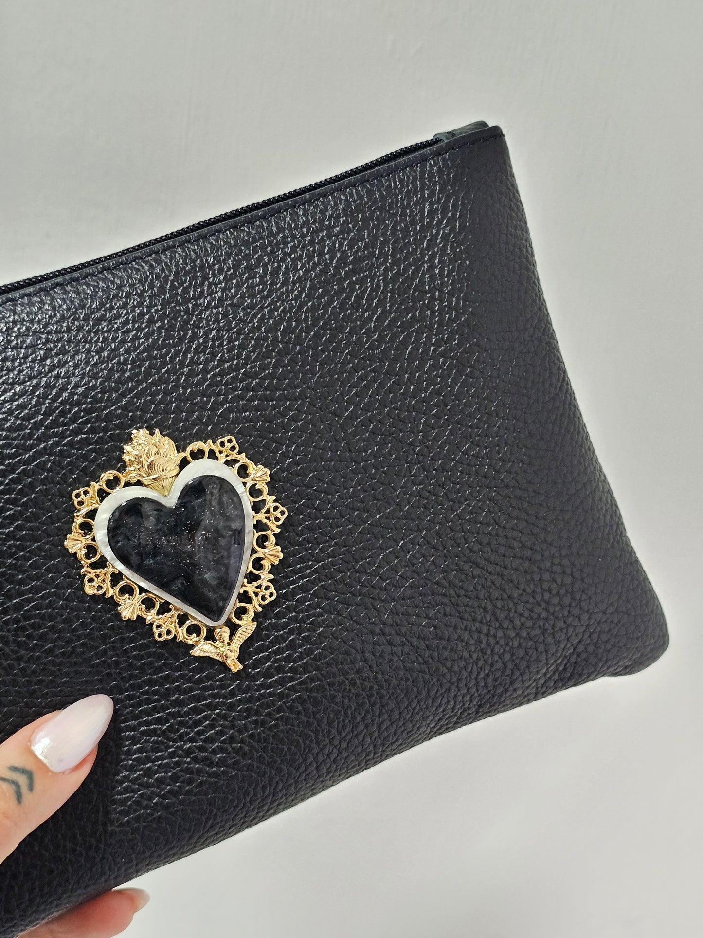 Pochette Nera Cvore Bicolor