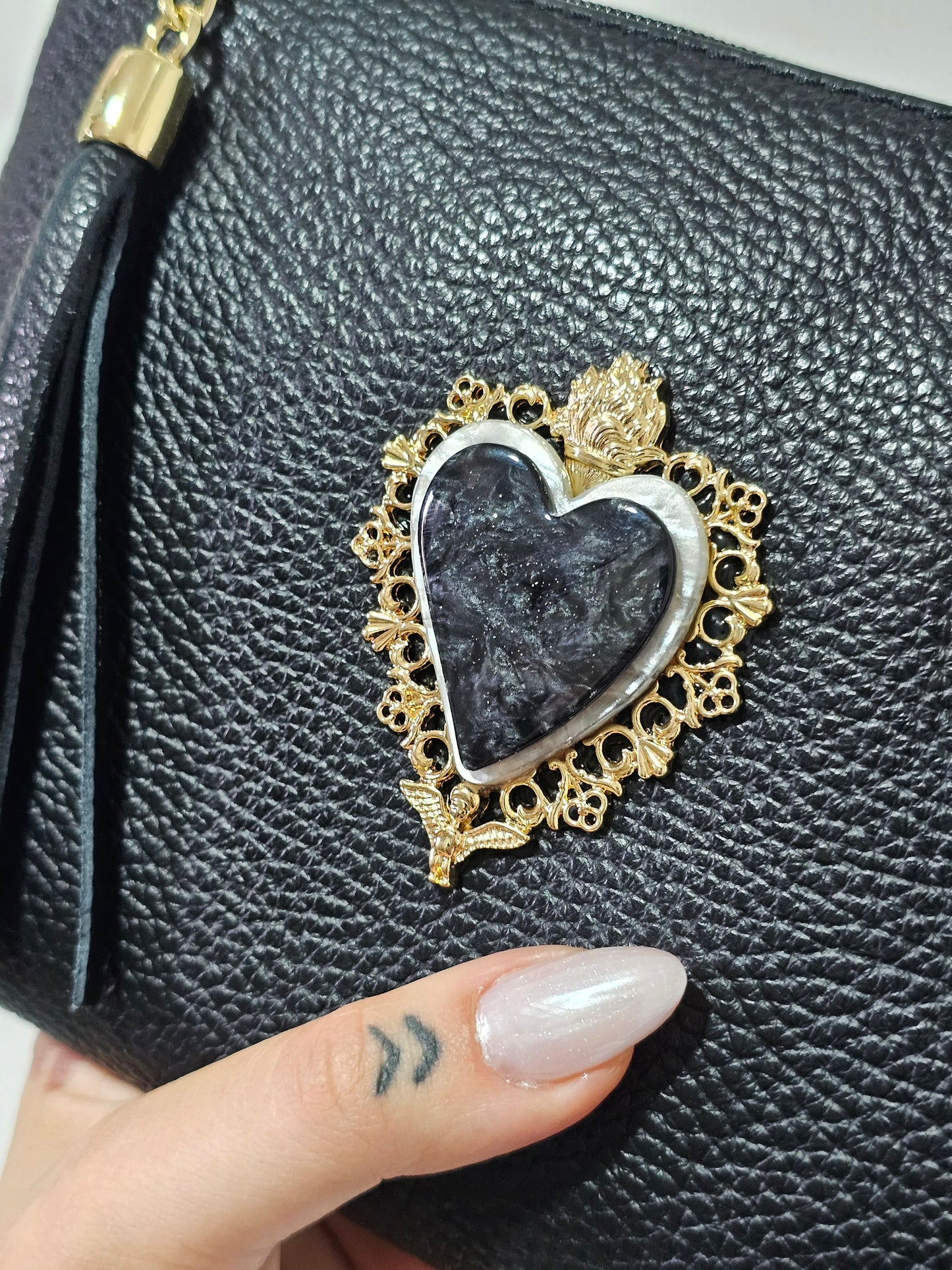 Pochette Nera Cvore Bicolor