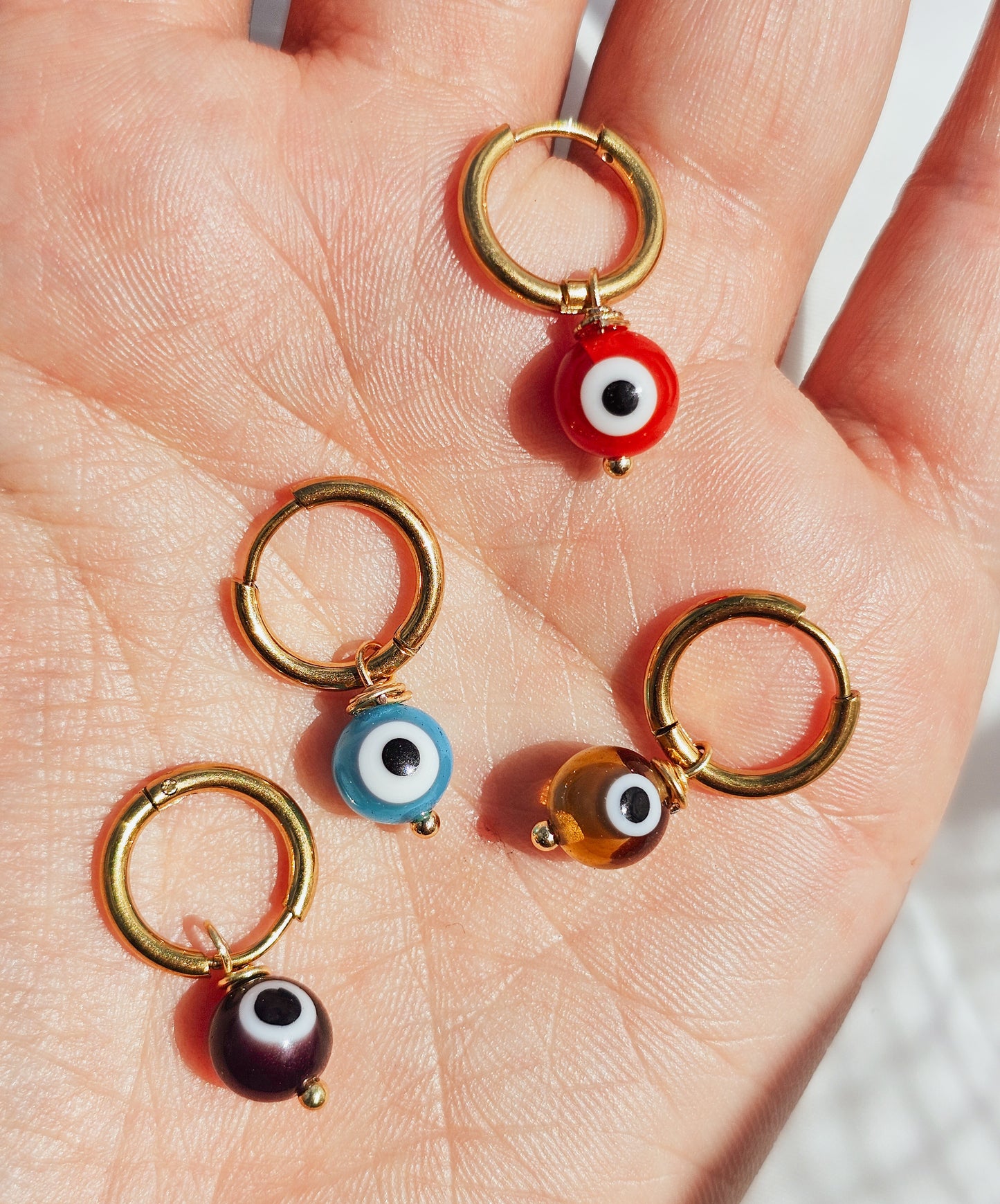 Single Earring Greek Eye Light Blue