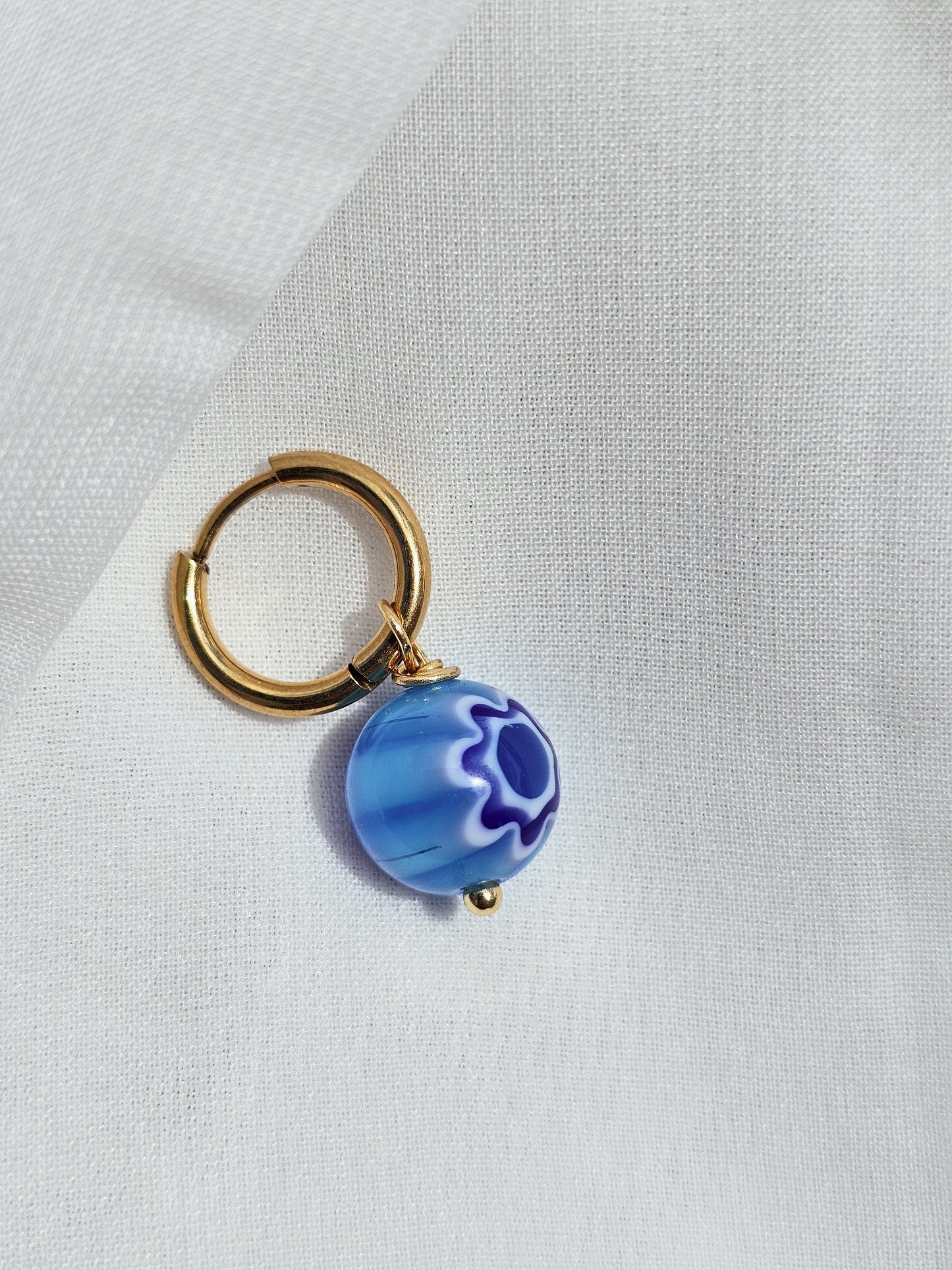 Mono-Orecchino Murano Azzurro Fiore