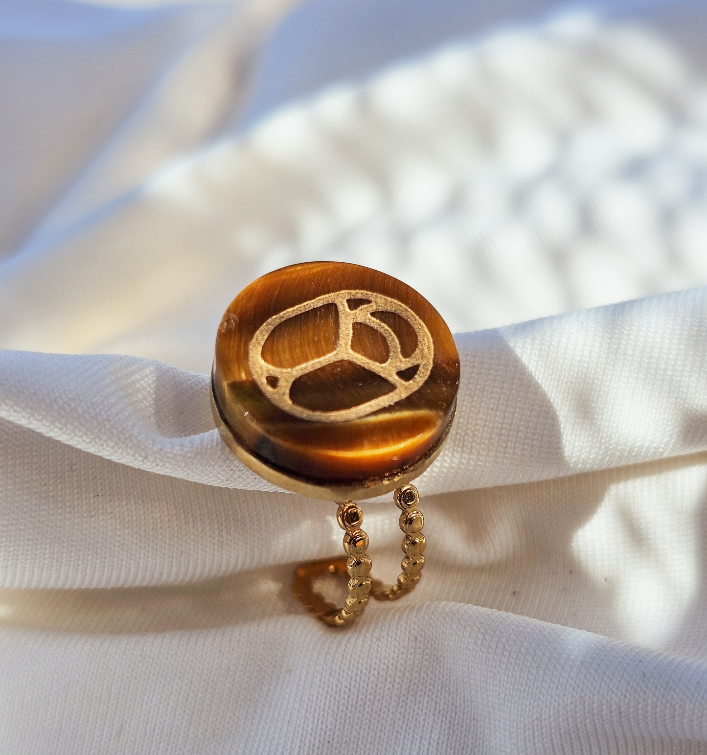 Anello Natural Stone Scarabeo Occhio di Tigre