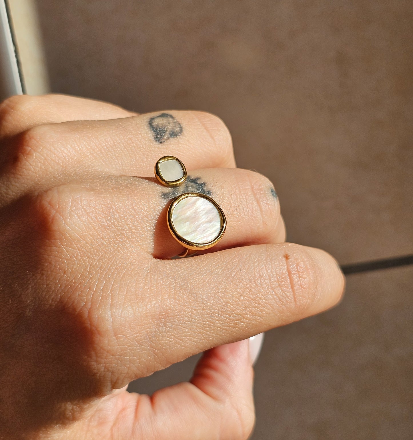 Anello Double Madreperla