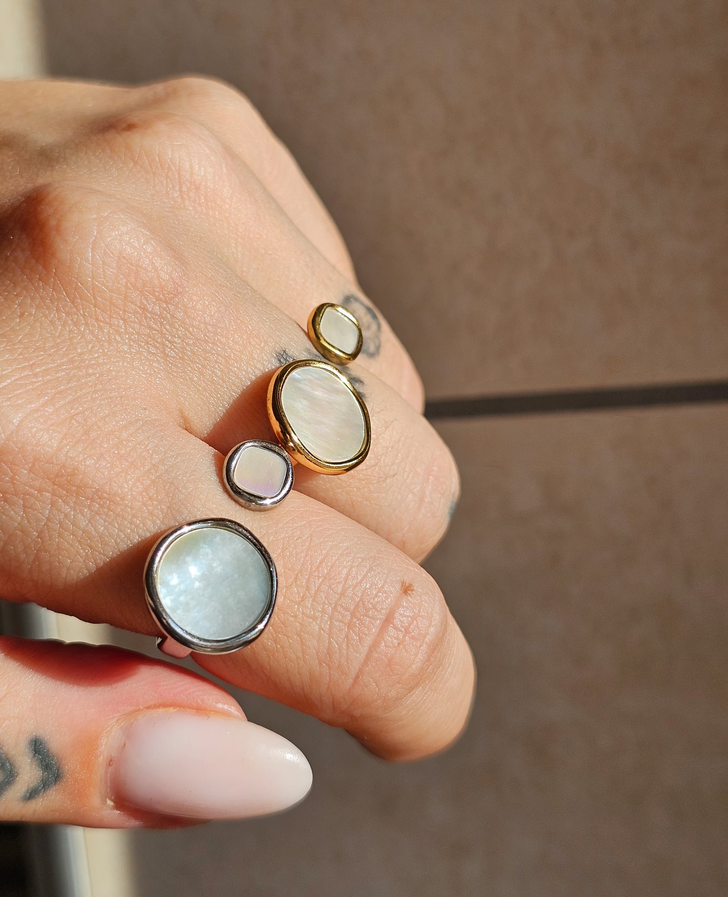 Anello Double Madreperla