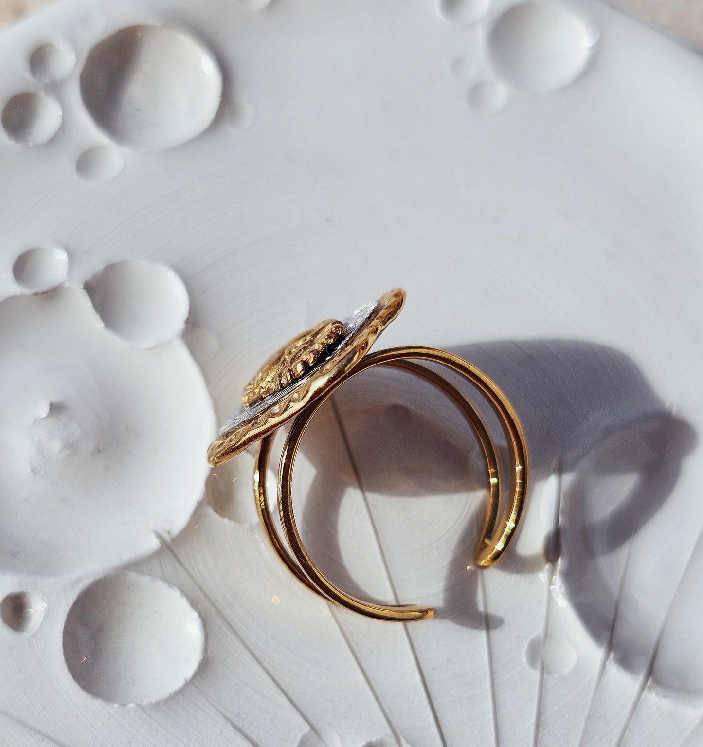 Anello Cuore Sacro bicolor