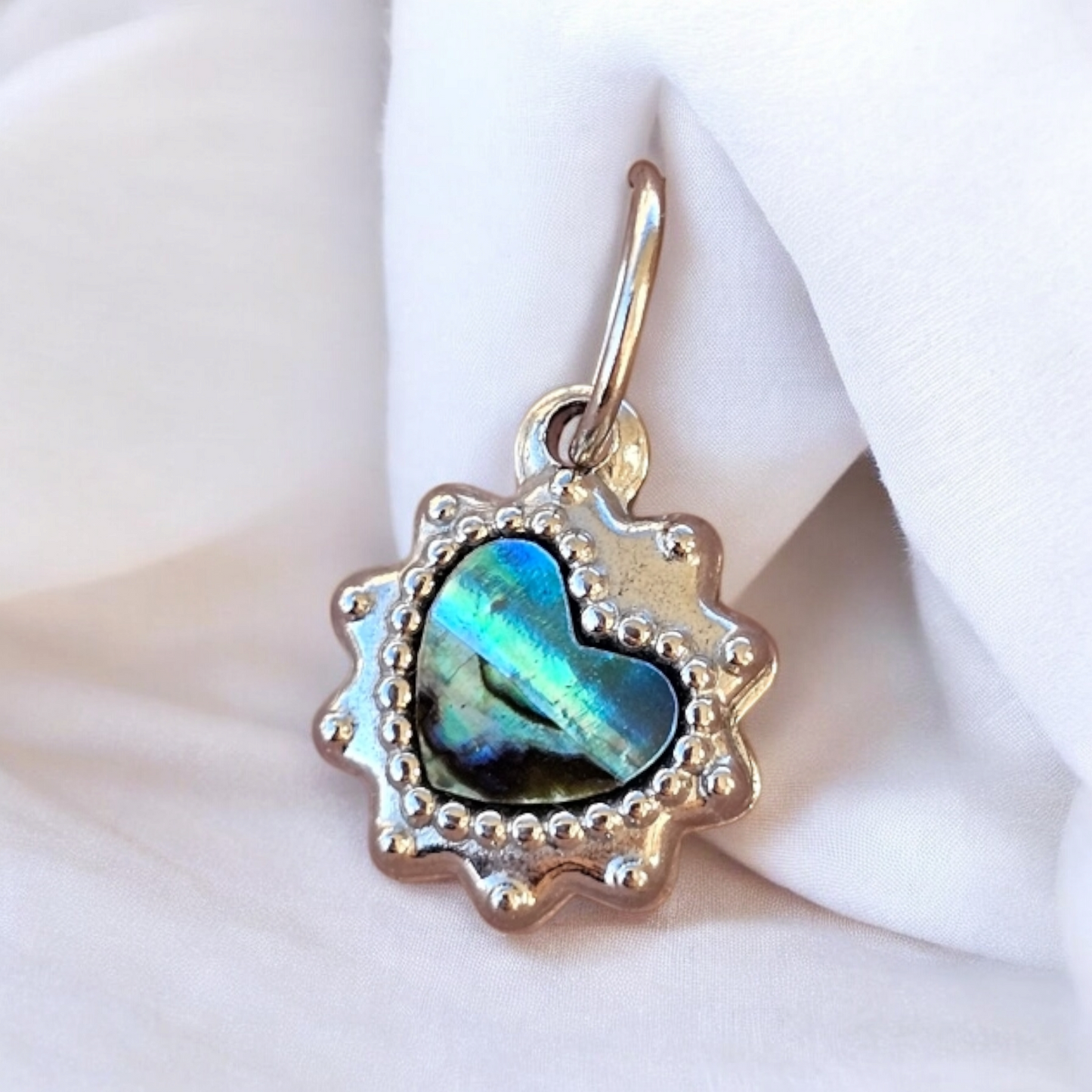 Charm Cuore Mini Abalone Silver