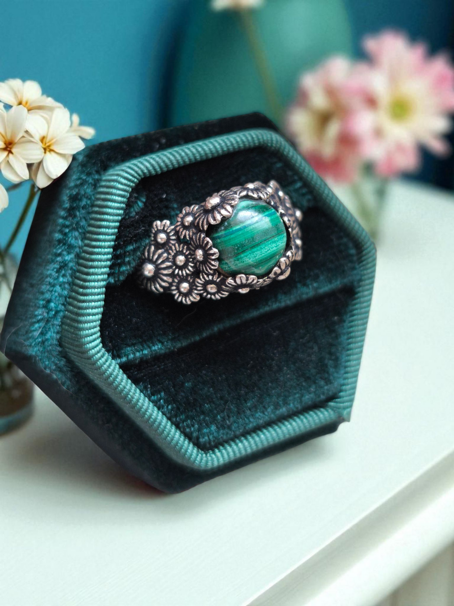 Spring Malachite Rings