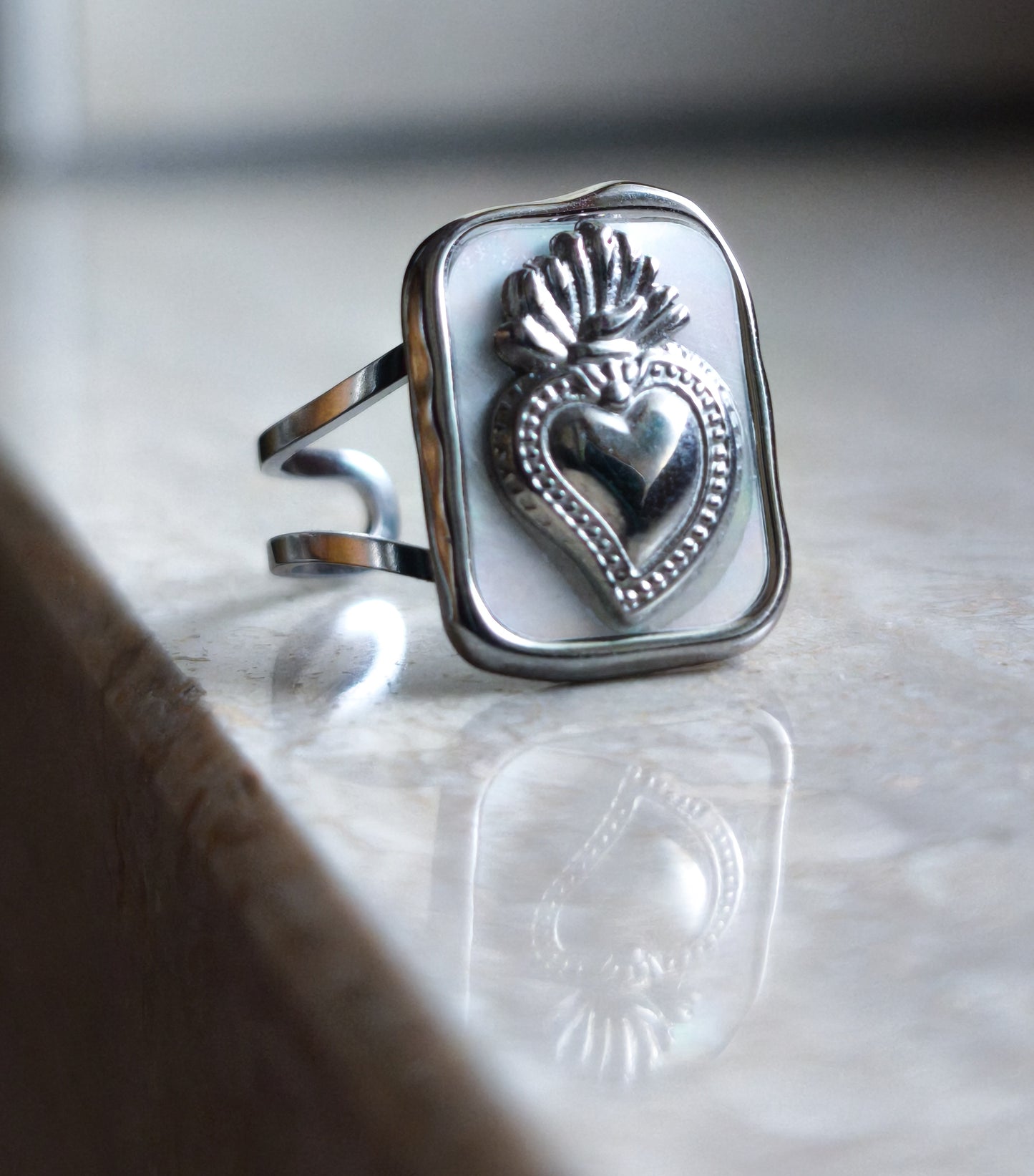 Anello Natural Stone Madreperla Silver
