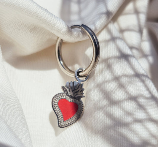 Mono-Orecchini Ex Voto Rosso Silver