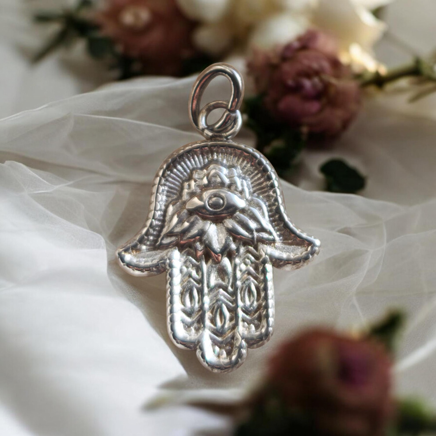 Hamsa Hand Silver Charm