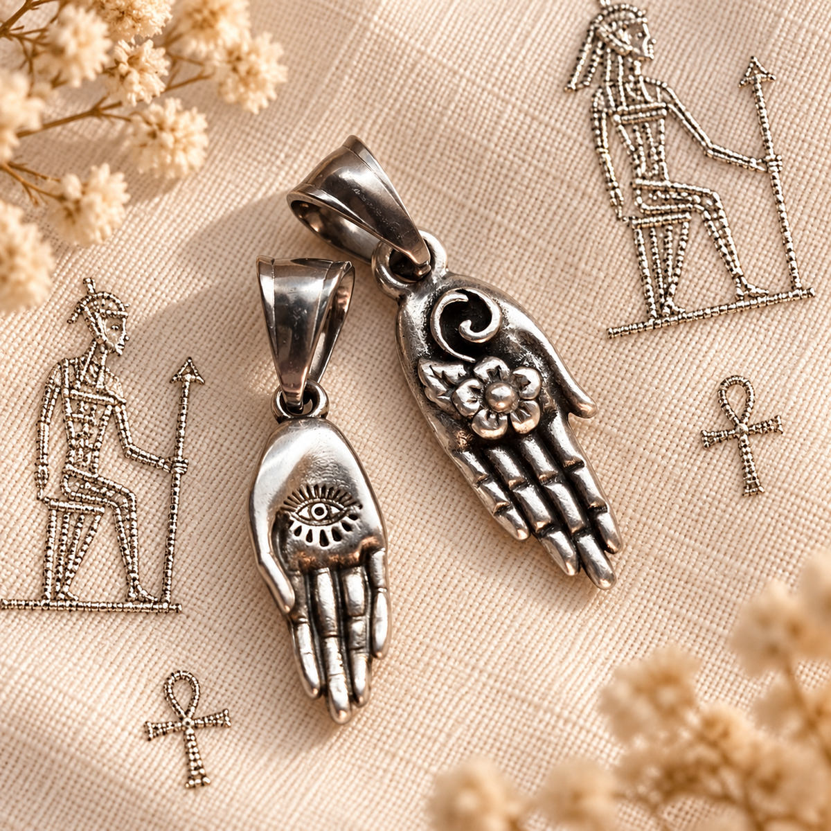 Hand and Flower Charm