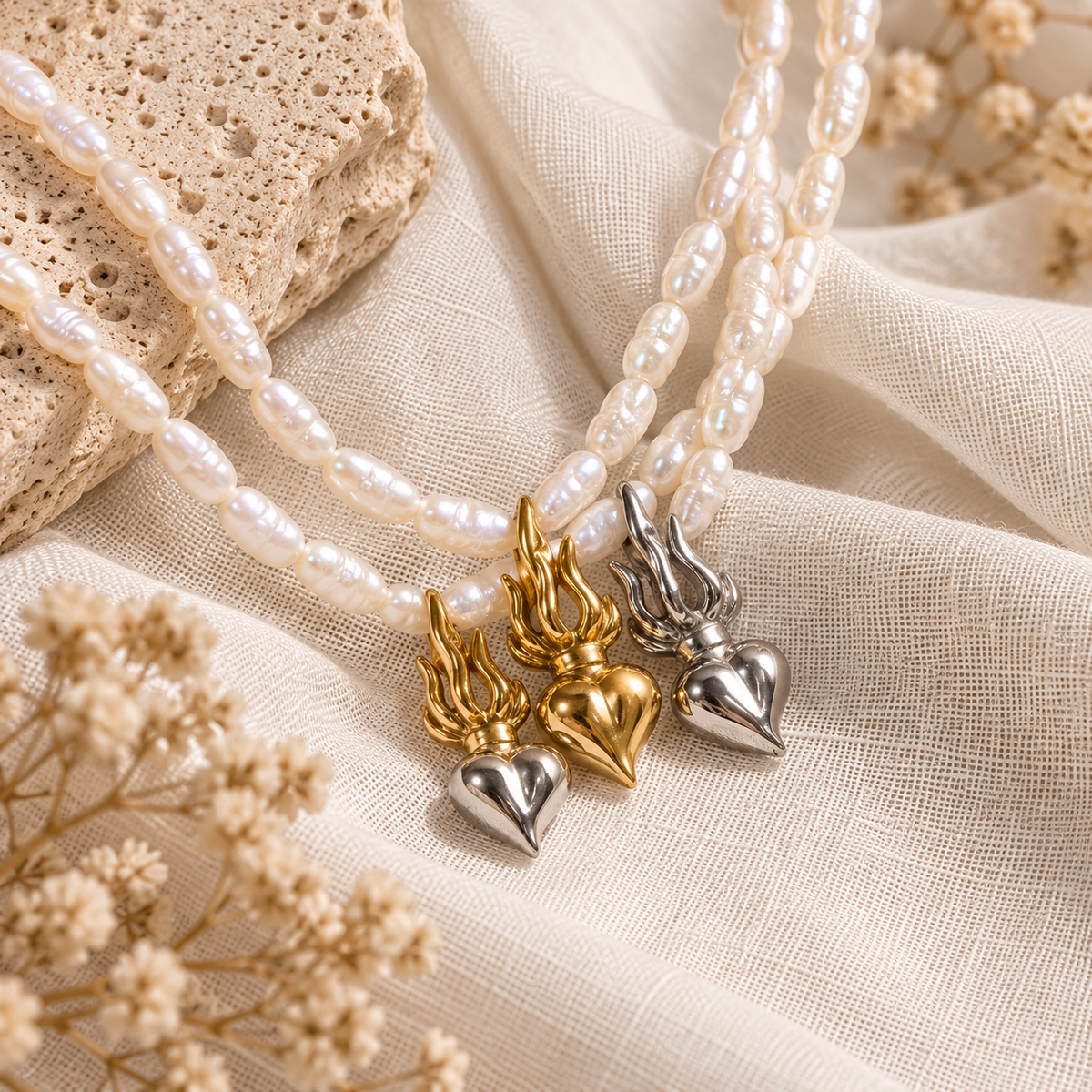 Cvore Vivo Necklace (Pearl Rice Edition)