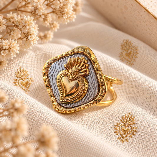 Two-tone Sacred Heart ring
