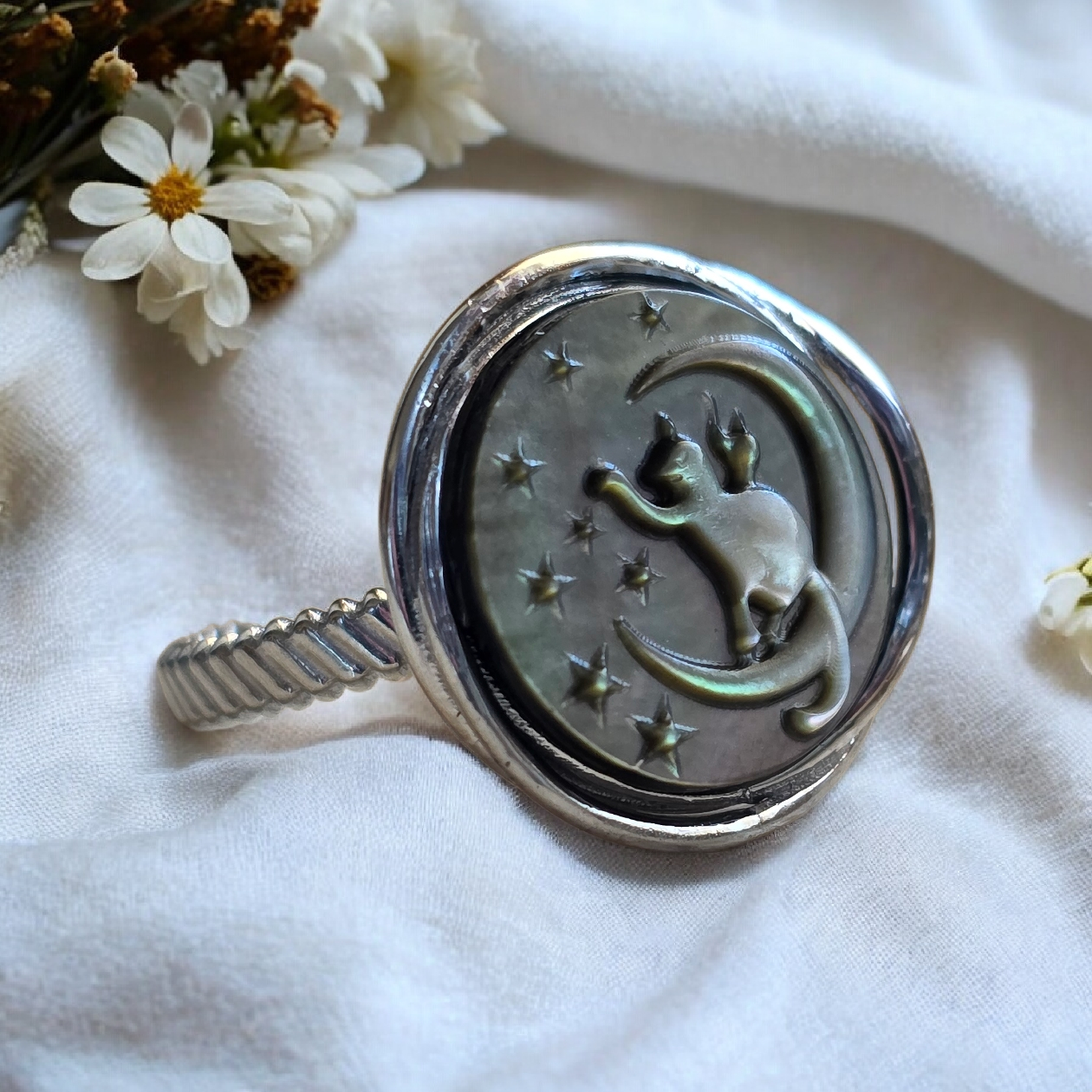 Anello Cat Moon Silver