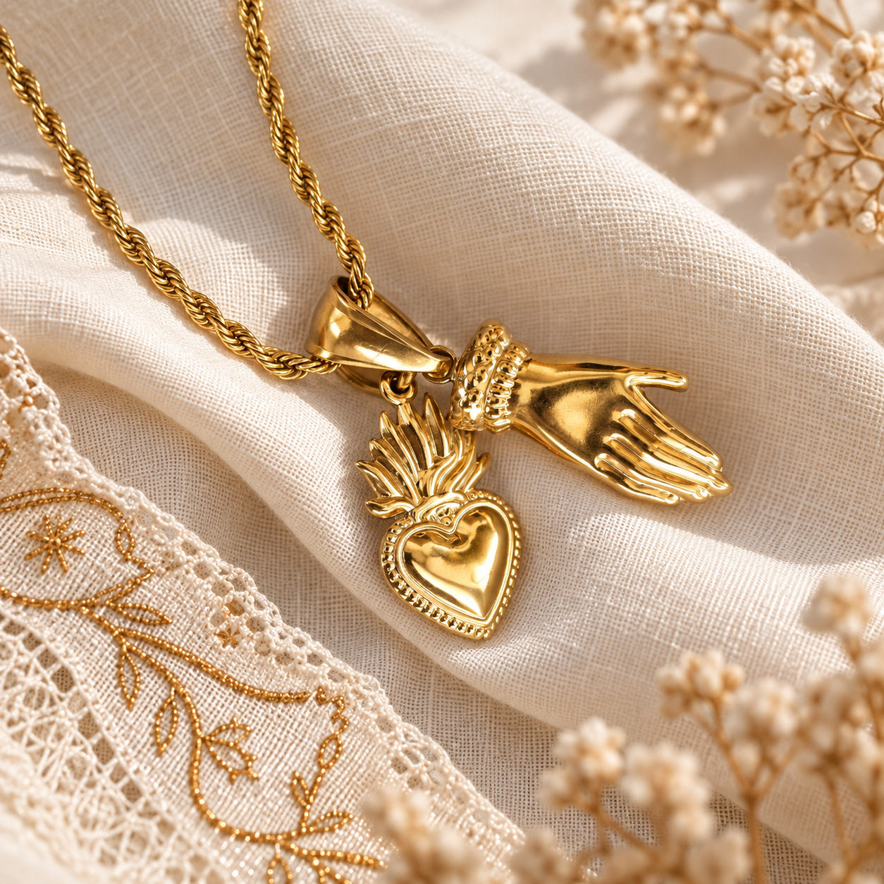 Charm Sacred Heart Gold