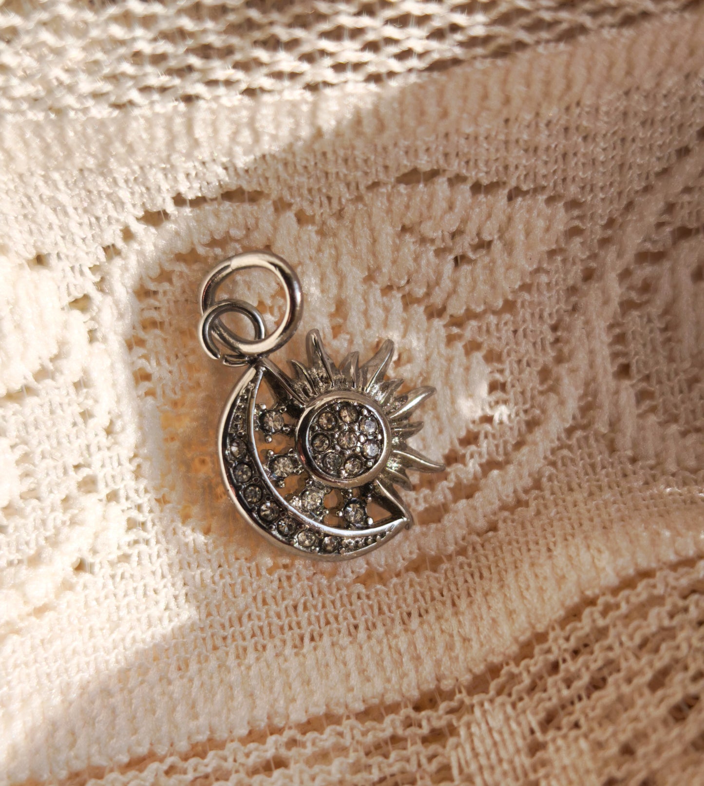 Charm sole/luna Swarovski Silver