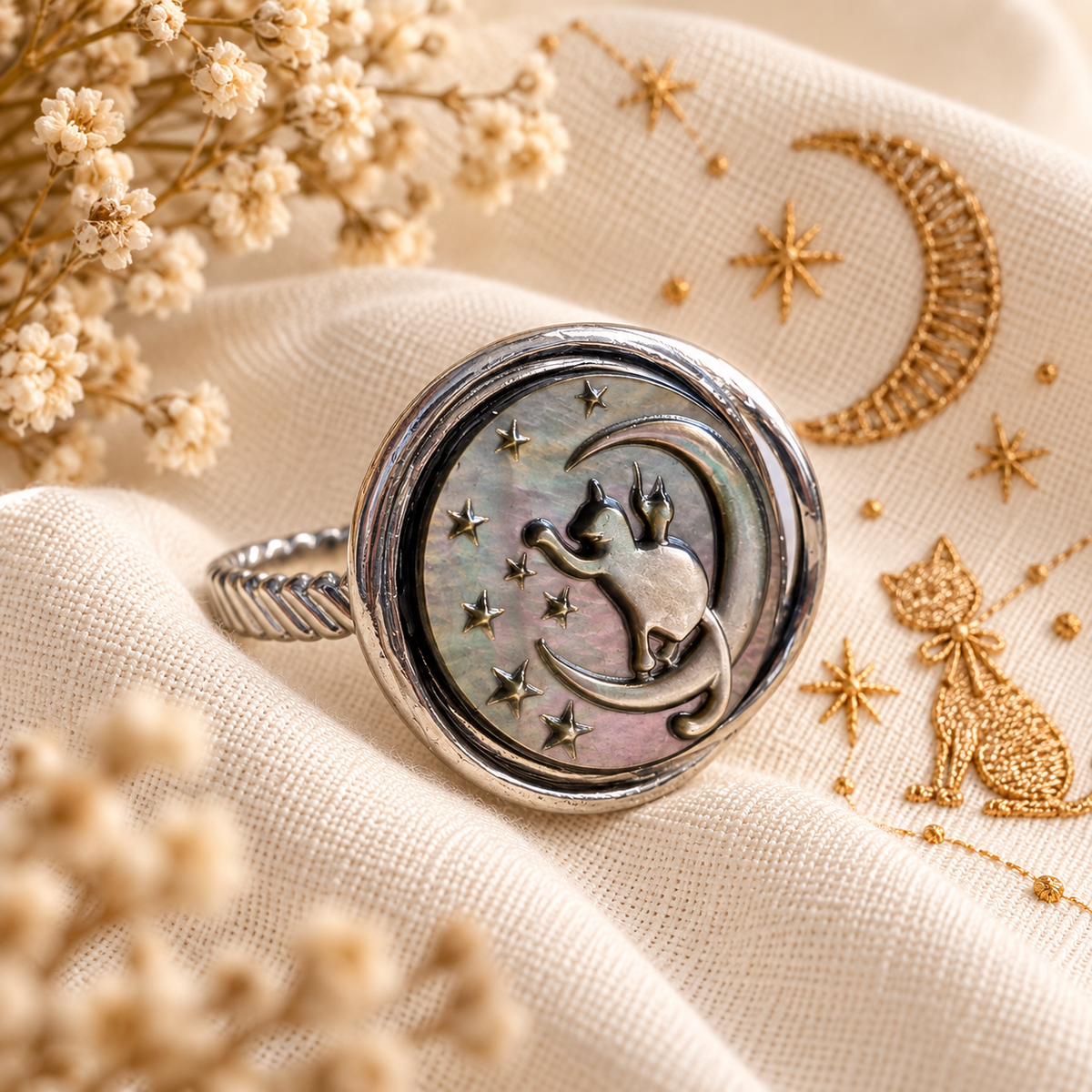 Anello Cat Moon Silver