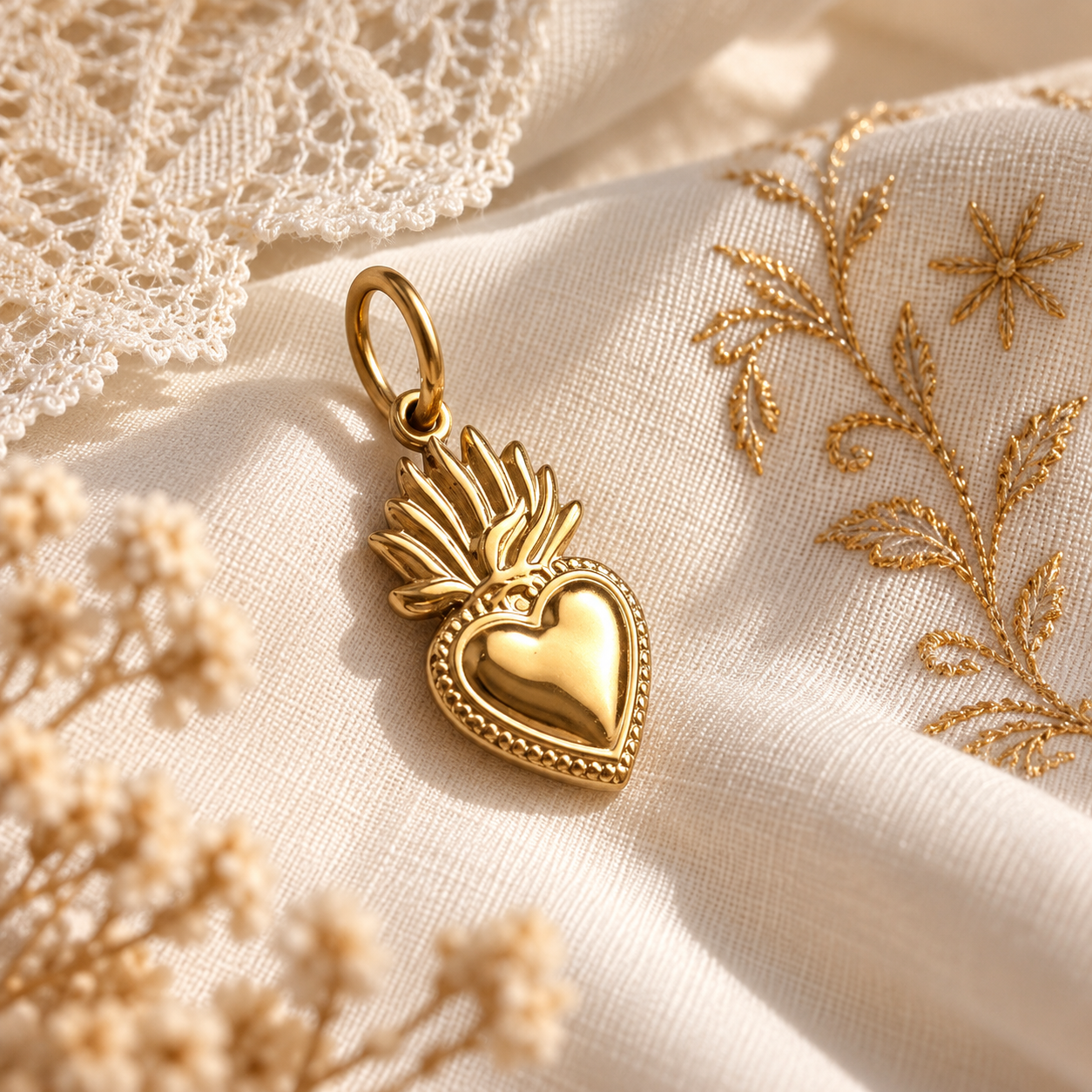 Charm Sacred Heart Gold