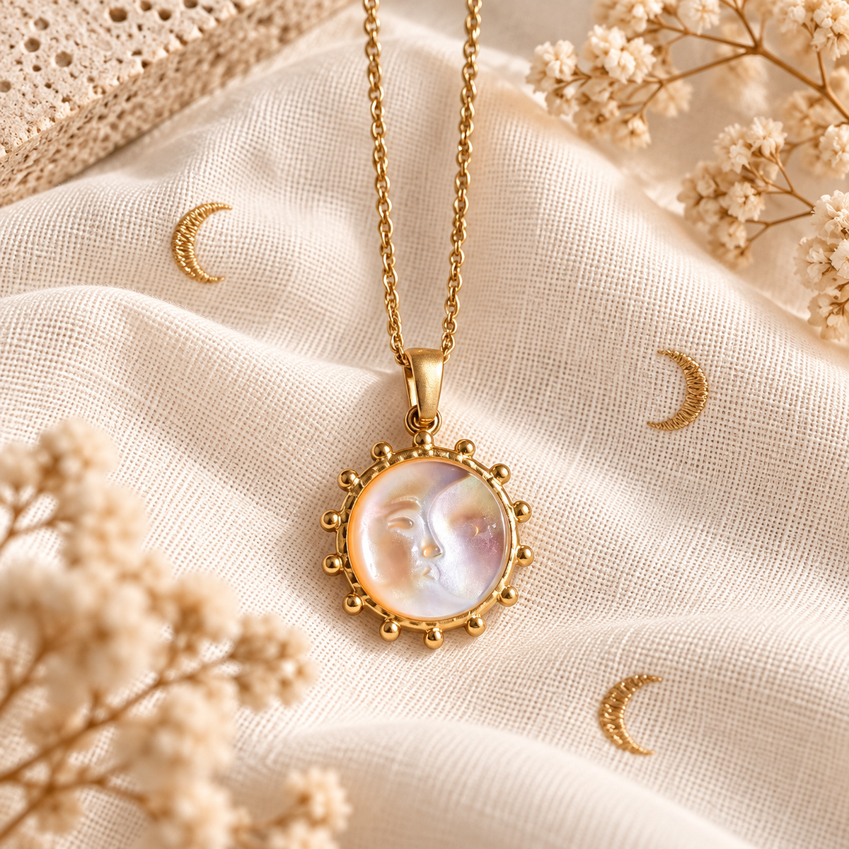 White Moon Gold Necklace