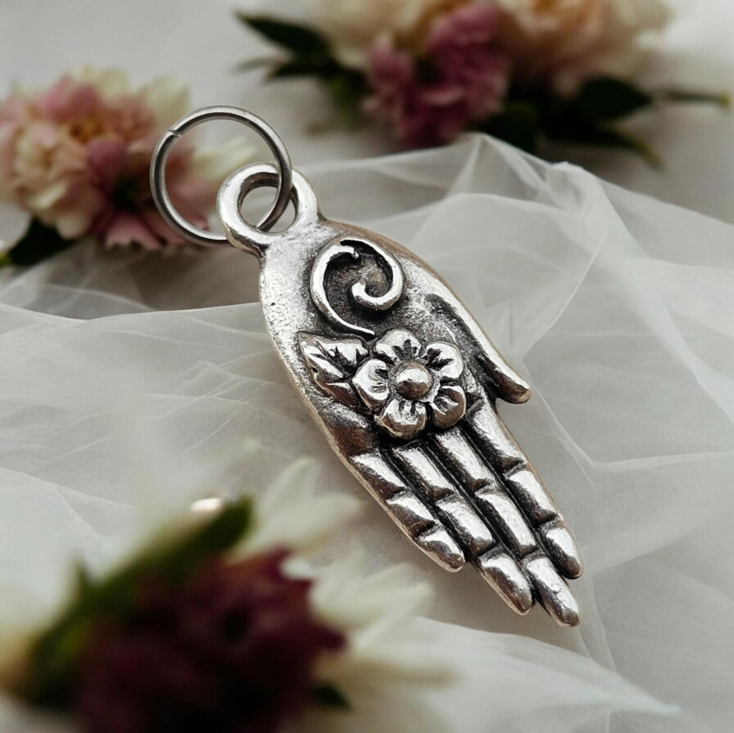 Hand and Flower Charm