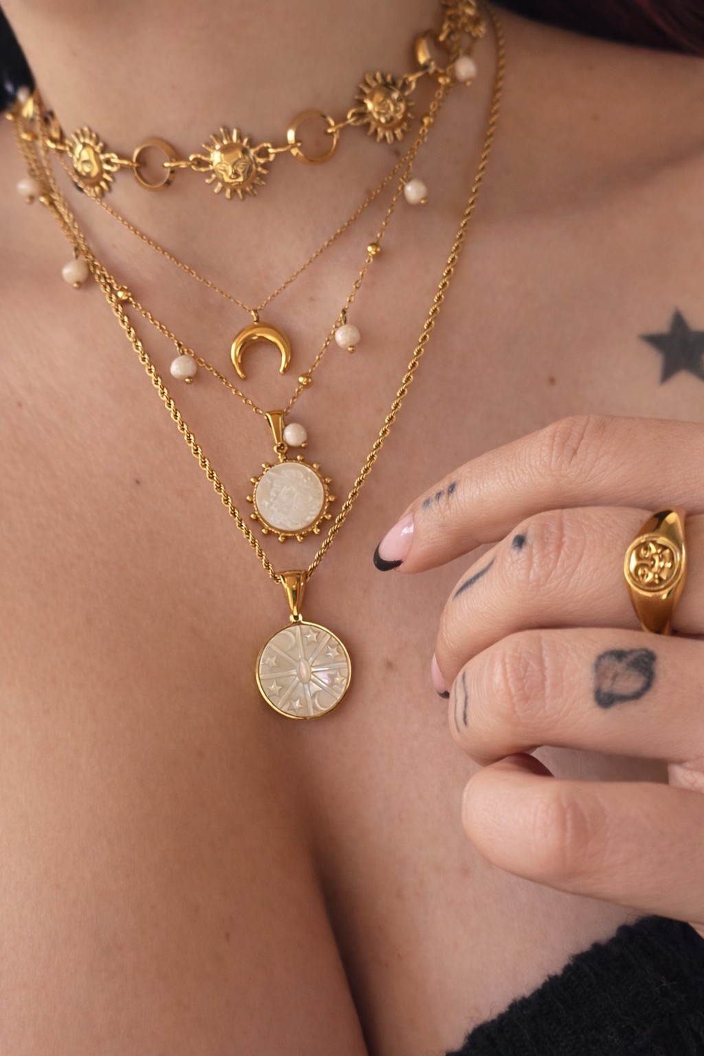 Medaglione Nacre Fasi Celesti Gold