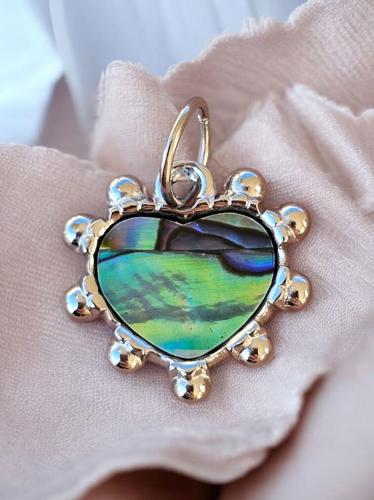 Charm Cuore Abalone Silver