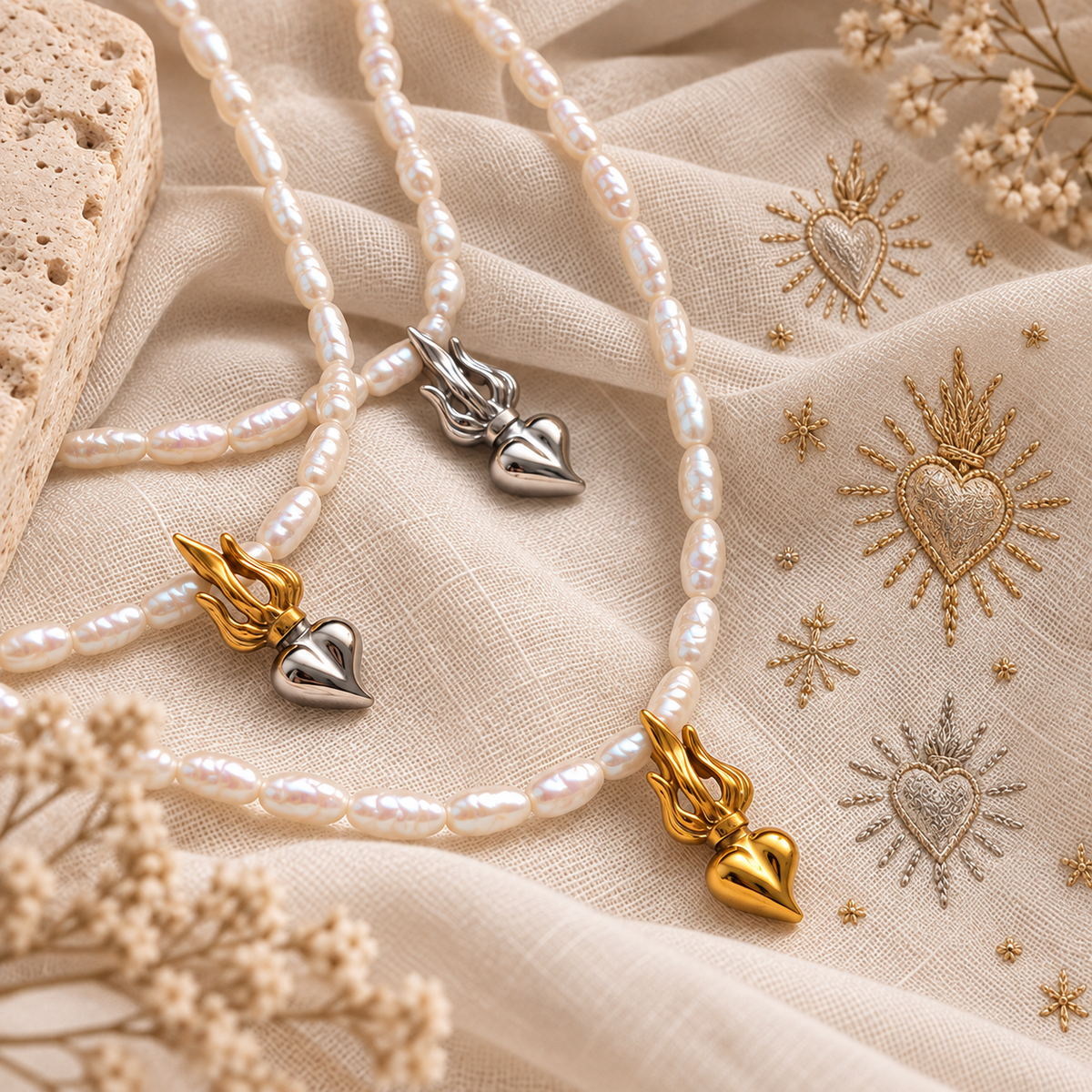 Cvore Vivo Necklace (Pearl Rice Edition)