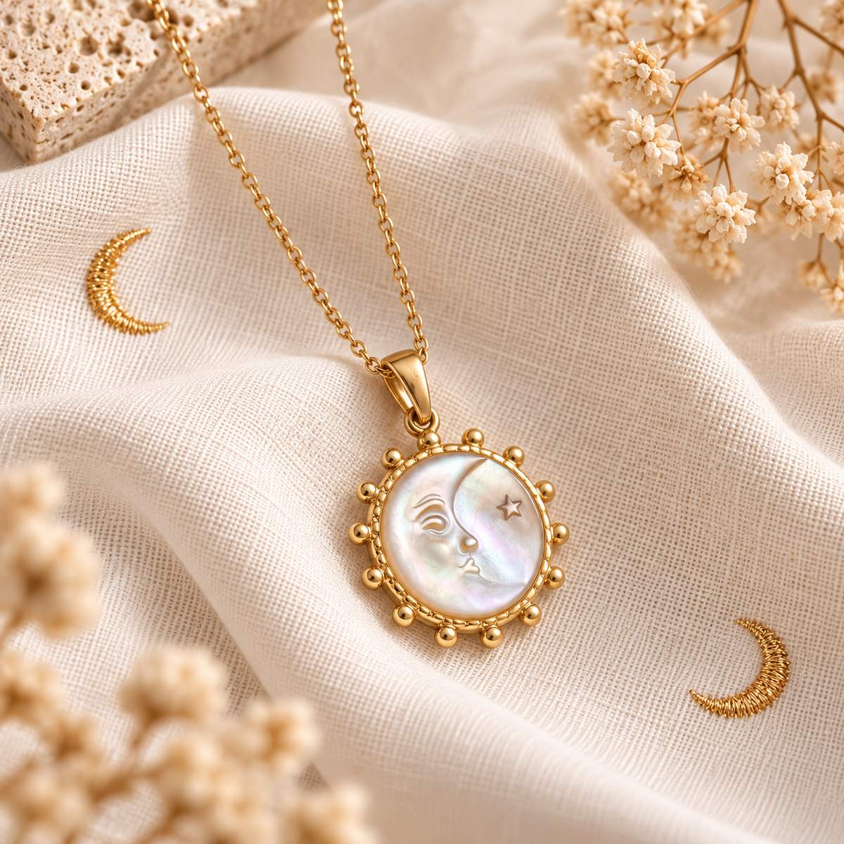 White Moon Gold Necklace